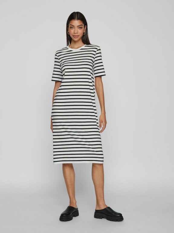 VIFREJA STRIPE DRESS BLACK