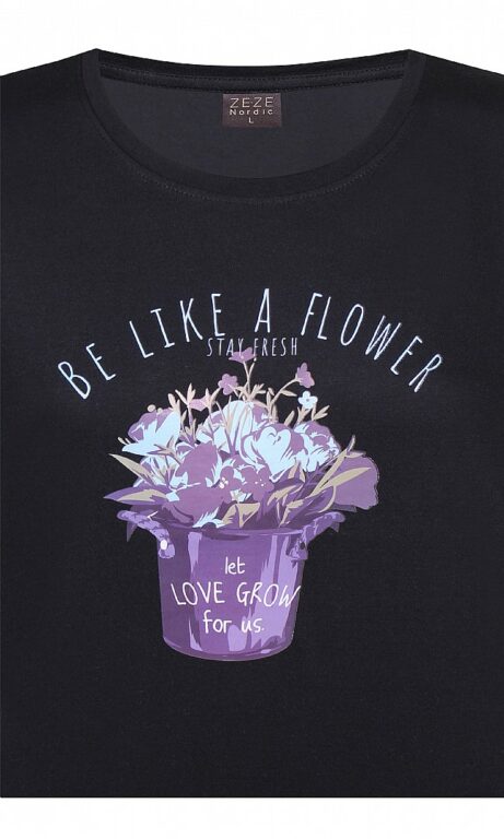 BE LIKE A FLOWER T-PAITA MUSTA