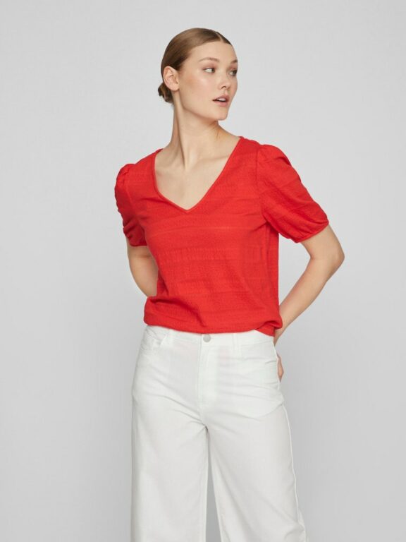 VITRIVA V-NECK TOP FLAME SCARLET
